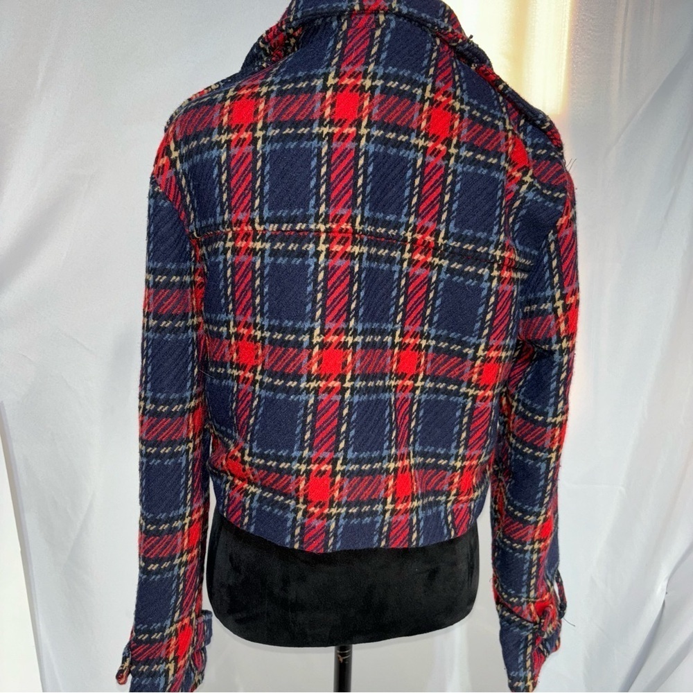 Me Jane Red Plaid Cropped Jacket Coat Size XL - Picture 2 of 10